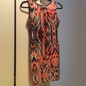 Aqua neon black and white dress